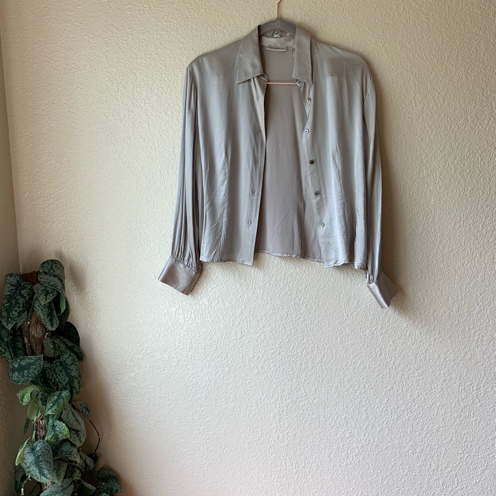 Stunning Vintage Silver Silk Blouse